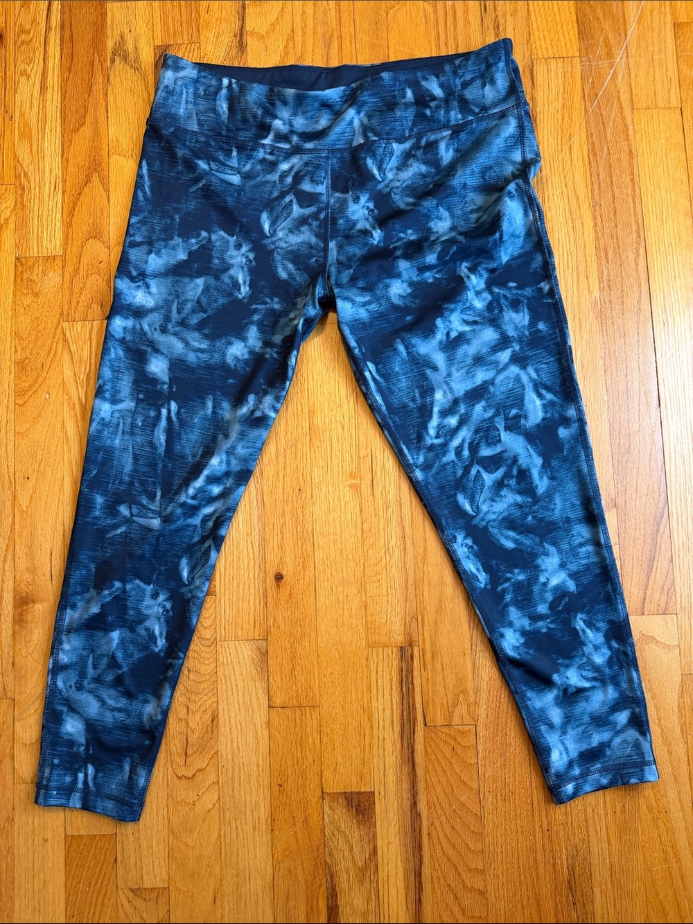 Everlast Blue camouflage Tie Dye Capri Workout Leggings gymcore hidden pocket